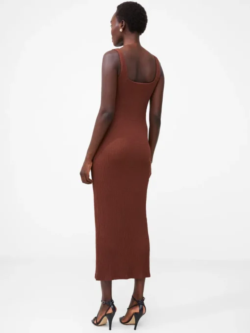 Textured Square Neck Midi Dress