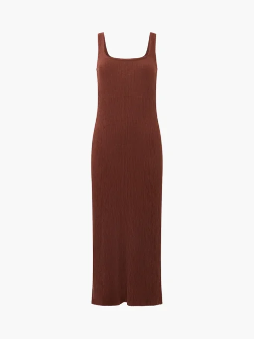 Textured Square Neck Midi Dress
