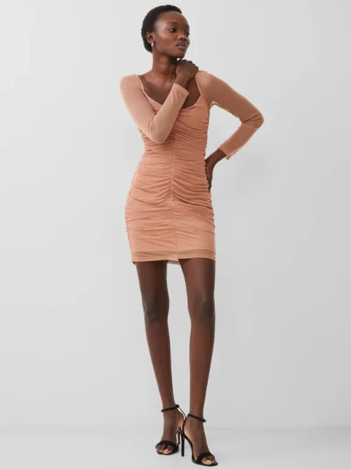 Toni Mesh Rouched Mini Dress