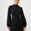 Tweed High Neck Mini Dress