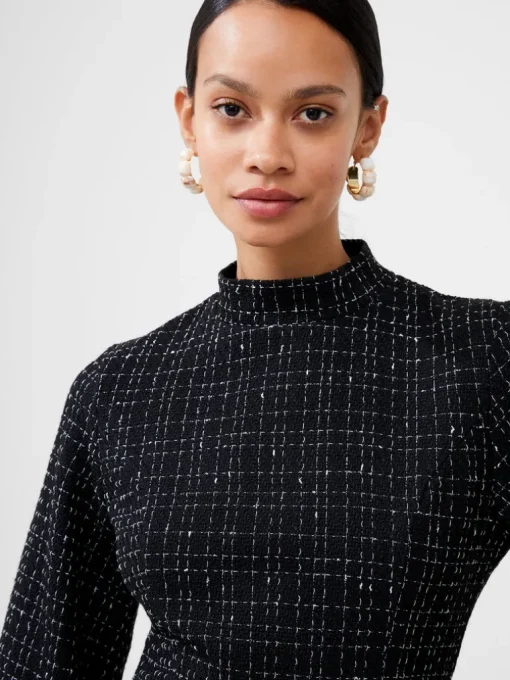 Tweed High Neck Mini Dress
