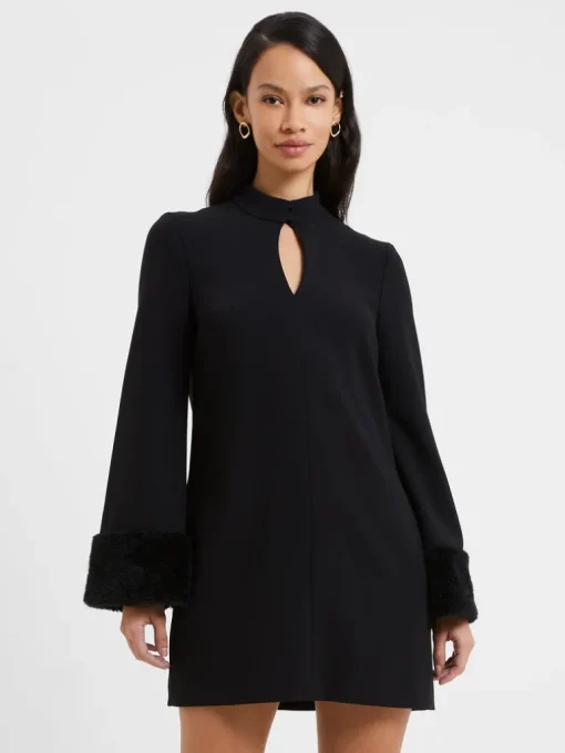 Whisper Ruth Faux Fur Trim Mini Dress