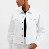 White Denim Stretch Trucker Jacket