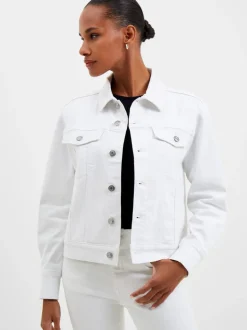 White Denim Stretch Trucker Jacket