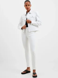 White Denim Stretch Trucker Jacket