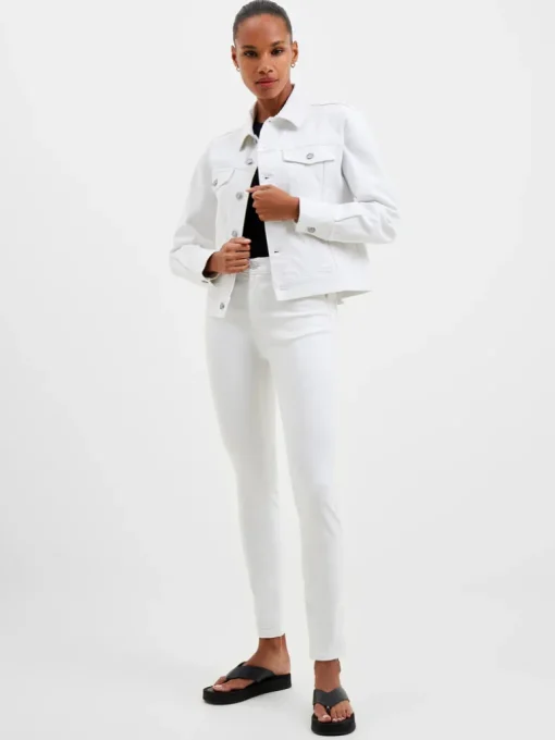 White Denim Stretch Trucker Jacket