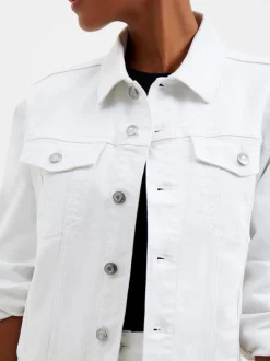 White Denim Stretch Trucker Jacket
