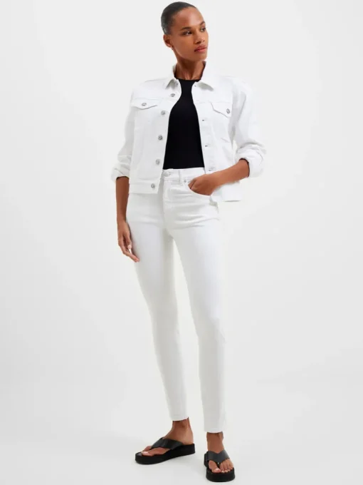 White Denim Stretch Trucker Jacket