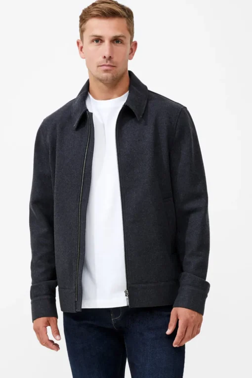 Wool Blend Blouson Coat